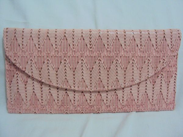 Carteira palha Rosa